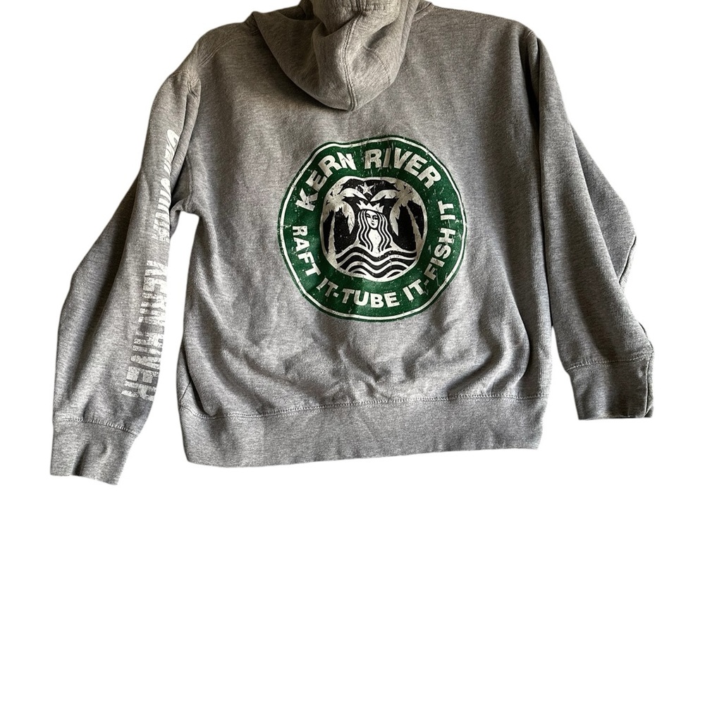 STARBUCKS KERN RIVER CA SWEATER HOODIE LIGHT GRAY SZ MEDIUM - Picture 3 of 10